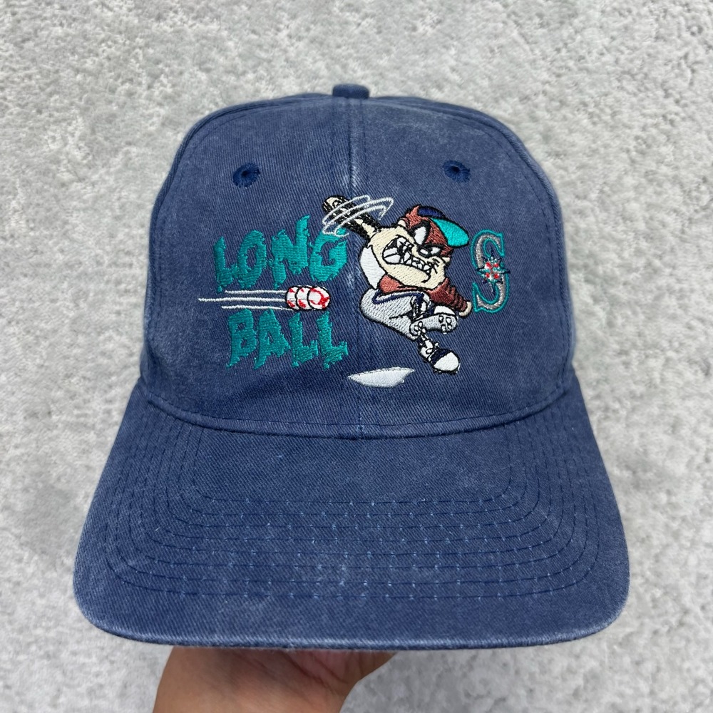 VINTAGE Fresh Caps Headwear Snapback Hat Navy Seattle Mariners Taz Looney Tunes
